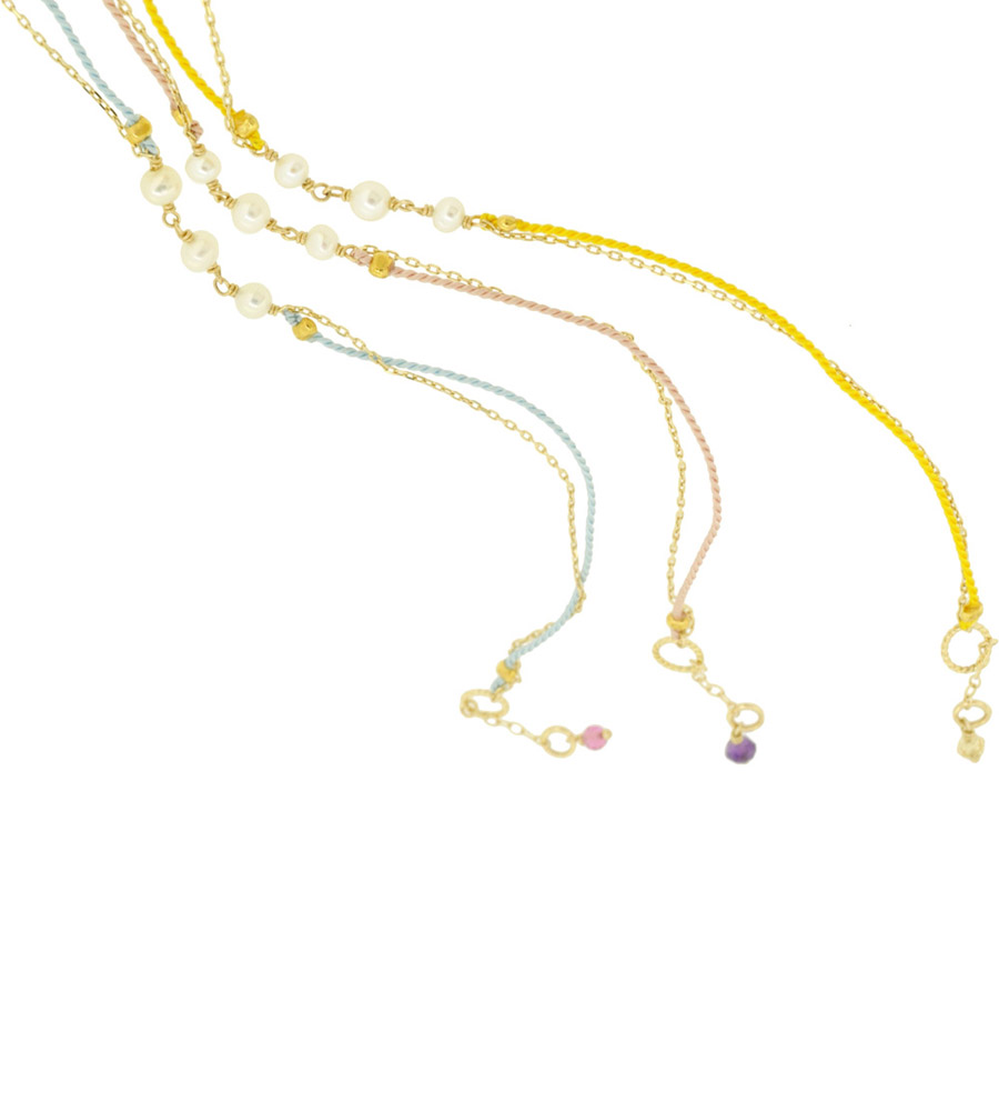 Pearl×Ice blue, Pearl×Light pink, Pearl×Lemon yellow 13W-410 Witch Bracelet 16+1cm ￥12,000+tax